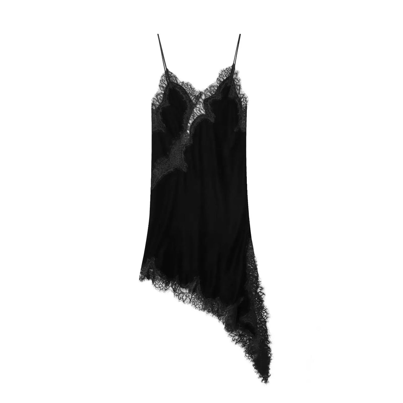 Satin Sexy Lace Spliced Short Sling Dress Women Sleeveless Backless Asymmetric Sexy Party Dresses 2026 Summer Lady Dress ﻿