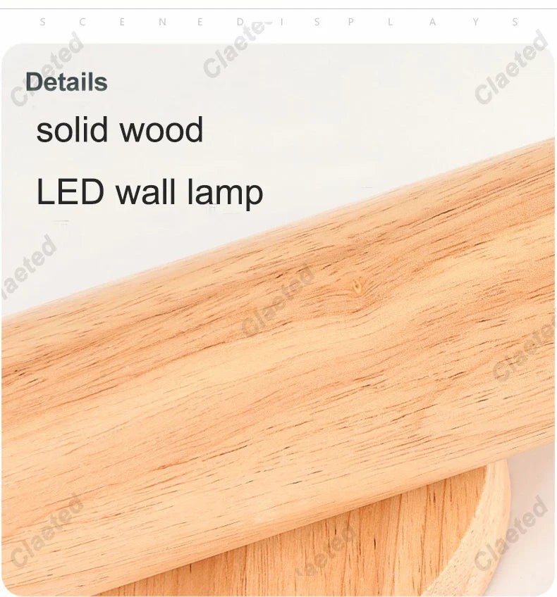 Nordic Style Solide Wood Wall Lamp for Dining Room Bedroom Foyer Chinese Up Down Double Heads  Background Aisle Led Wall Light