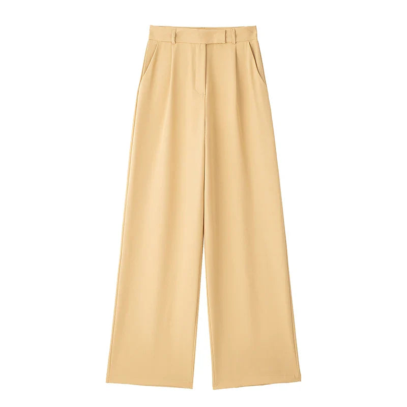 Willshela Women Fashion Solid Front Zipper Straight Pants Vintage High Waist Full Length Female Chic Lady Trousers