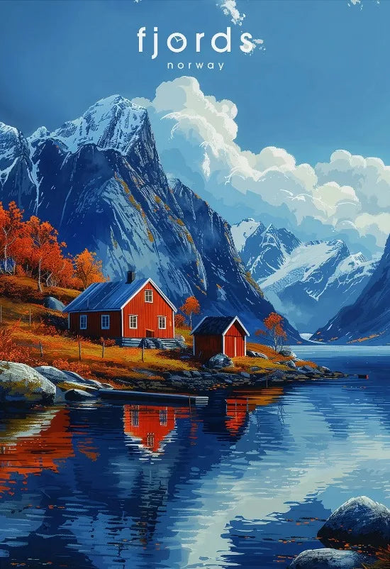 Europe Travel Poster European Natural Landscape Poster Canvas Painting Fjords Northern Lights Cornwall Traveling Wall Decoration