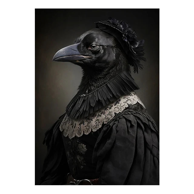 Retro Crow Witch Bat Skull Dark Academia Gothic Victorian Style Wall Art Canvas Painting Poster Print Halloween Gifts Room Decor