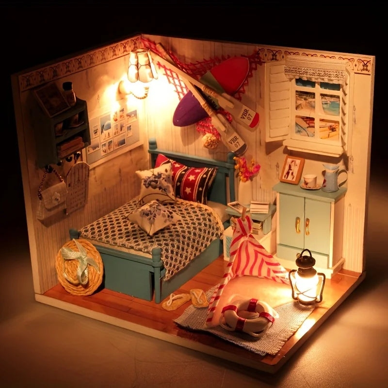 Creative DIY Wooden Model House Kit - Handcrafted Miniature Cottage, Perfect Christmas & Black Friday Gift Idea