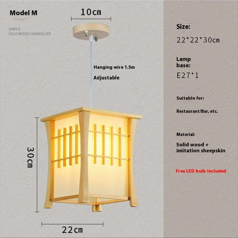 Solid Wooden Pendant Light For Livingroom Dining Room Kitchen Homestay Japan Style Suspension Hanging Lamp Art Decoration E27