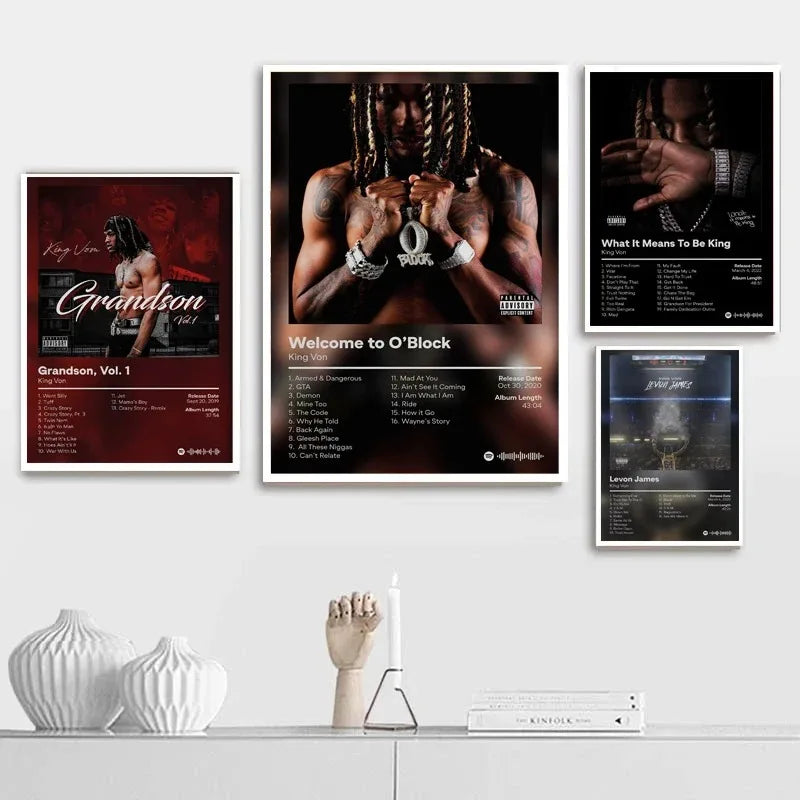 Music Album Poster Poster Prints Wall Art King Poster Von Welcome To O Block Canvas Painting Picture Photo Gift Room Home Decor