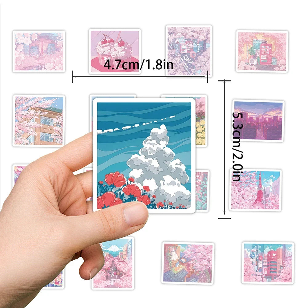 10/30/50pcs Cute Cartoon Pink Sakura Aesthetic Stickers DIY Laptop Fridge Notebook Suitcase Car Decoration Sticker Kids Toys