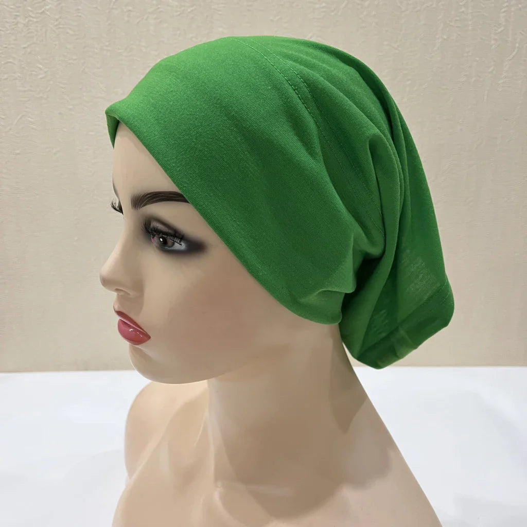 H065 plain tube hats Muslim Turban Pure Color Stretch Inner Hijabs For Caps Ready To Wear Women Head Scarf Under Hijab Bonnet