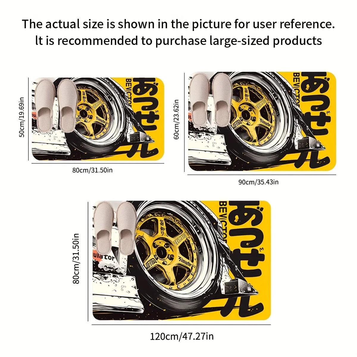 VIKAMA Racing Wheels Printed Carpet Soft Noise Reduction Entrance Door Mats Bedroom Bathroom Doorway Mats Home Decoration