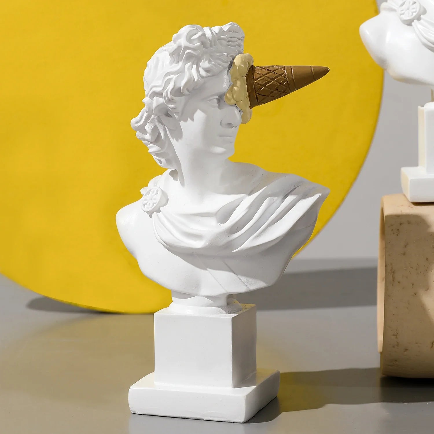 Apollo Sculpture Home Desktop Decor Portrait Resin Bust Creative Ice Cream Apollo Greek Statue For Living Room, Table Decorative