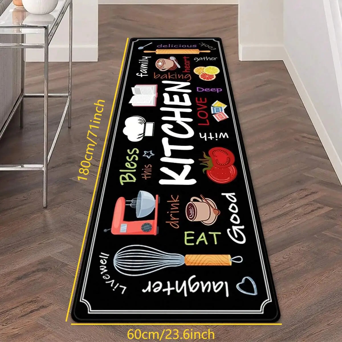 VIKAMA 1/2 pcs Kitchen Printed Floor Mat, Durable and Wear-Resistant, Home Kitchen Floor Mat, Laundry Room Carpet, Home Decor
