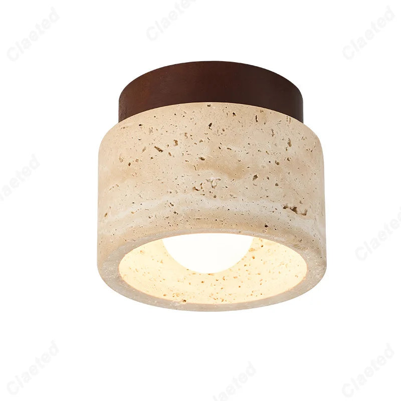 New European LED Yellow Cave Ceiling Lamp Cream Wind Corridor Porch Living Room Balcony Bedroom Lighting