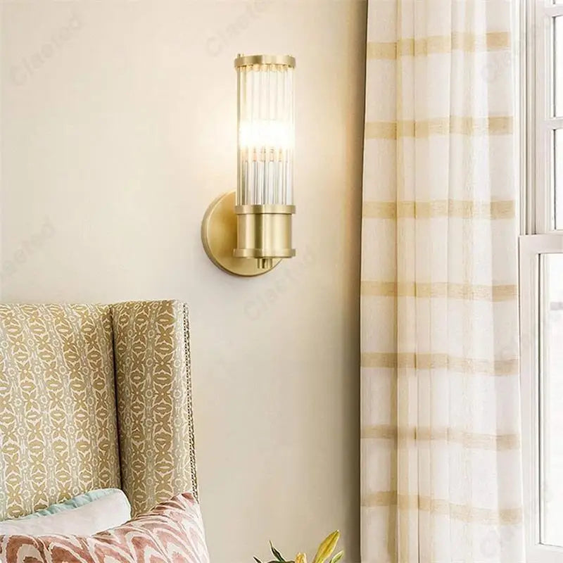 Modern Creative Simple LED European Crystal Wall Lamp Living Room Study Bedroom Bedside Decorative Lighting Lamps