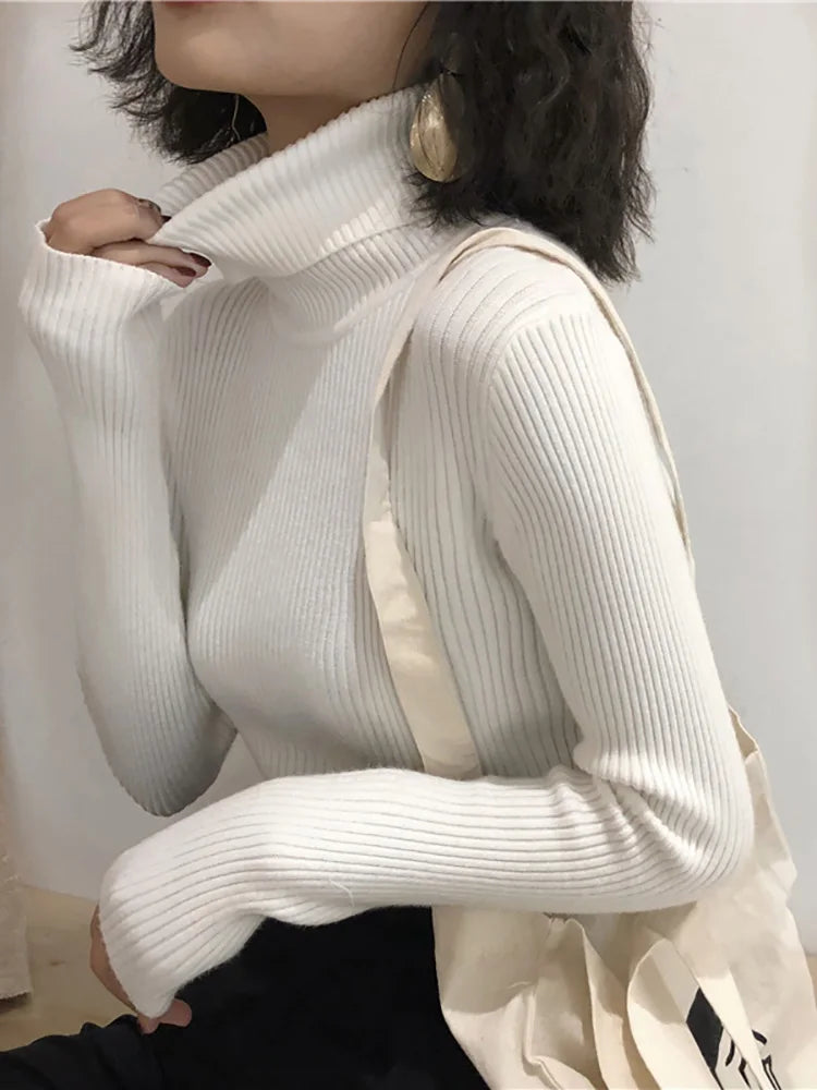 Turtleneck Sweater Womens 2026 Autumn Winter Tops Korean Slim Women Pullover Jumper Knitted Sweater Pull Femme Hiver Truien