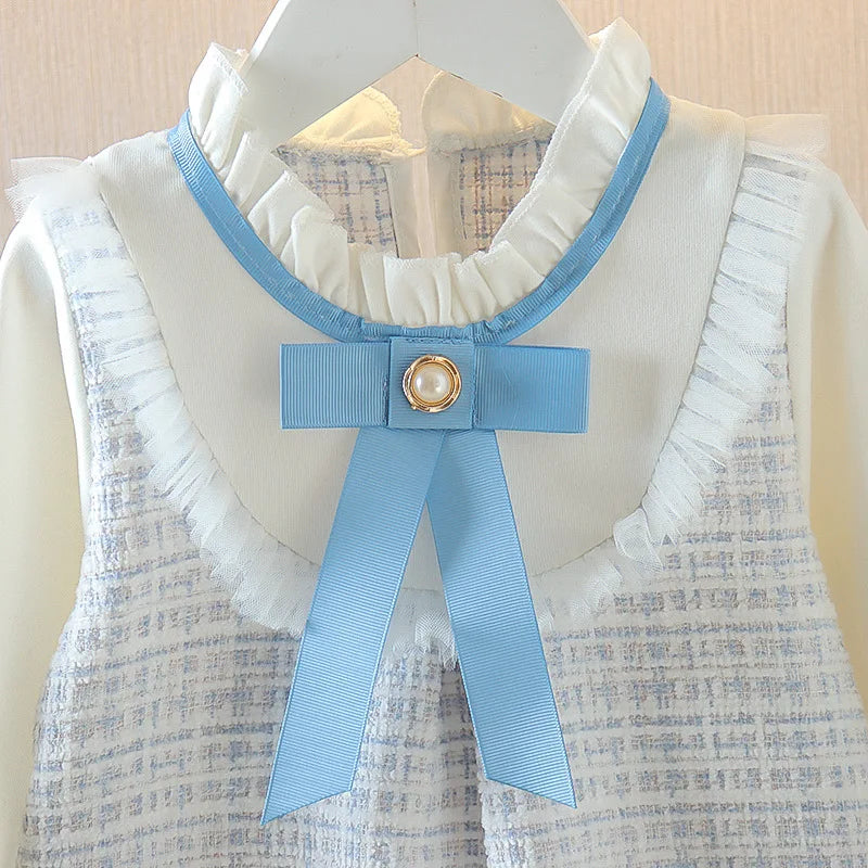 Baby Girl Dresses Spring/Fall Bow-Tie Plaid Long-Sleeve Girls' Dress Adorable Princess Baby Dress Baby Girl Clothes