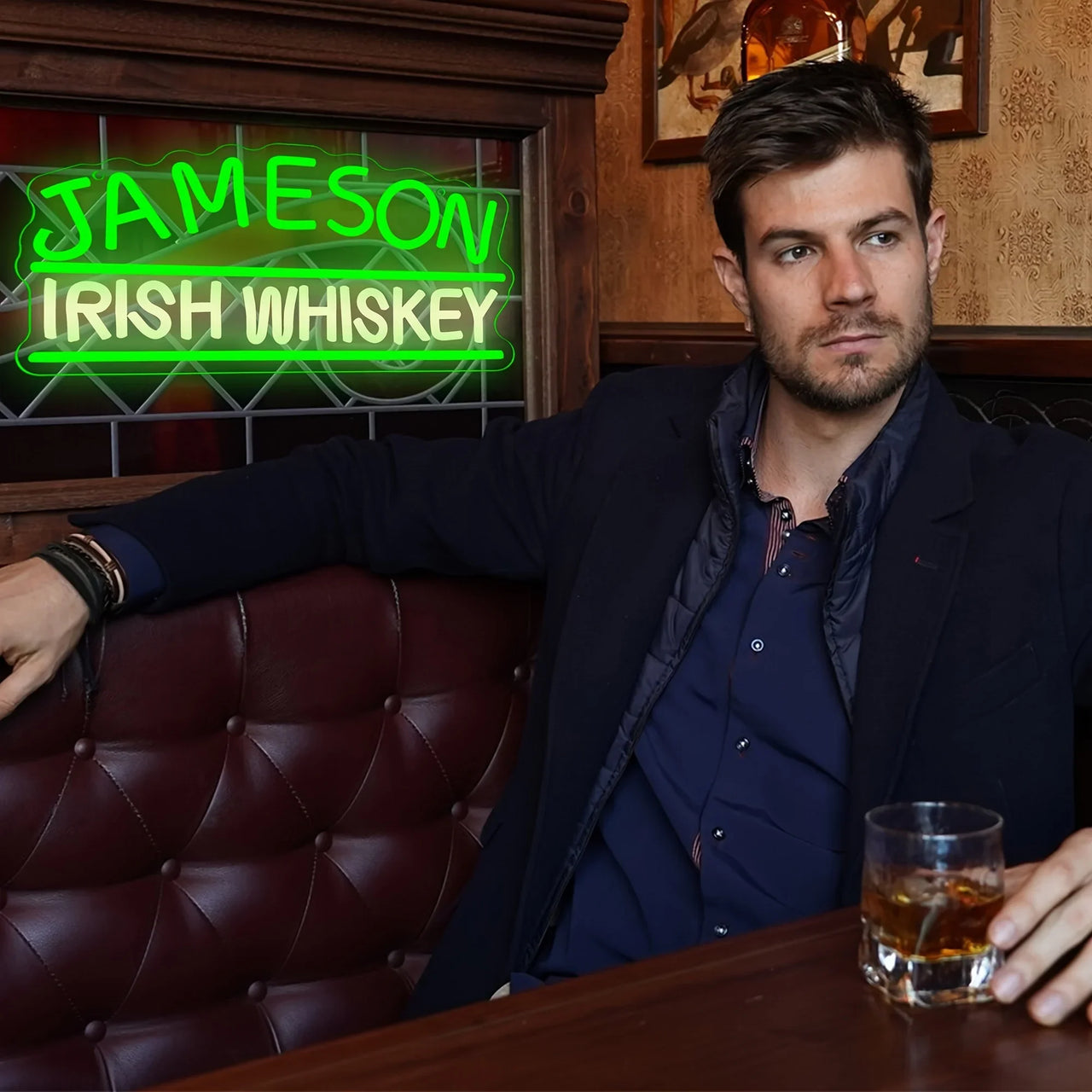 Jameson Irish Whiskey Brand Logo Neon Sign Light for Home Bar Pub Man Cave Wall Decor LED Neon Light  Gift for Whiskey Lovers