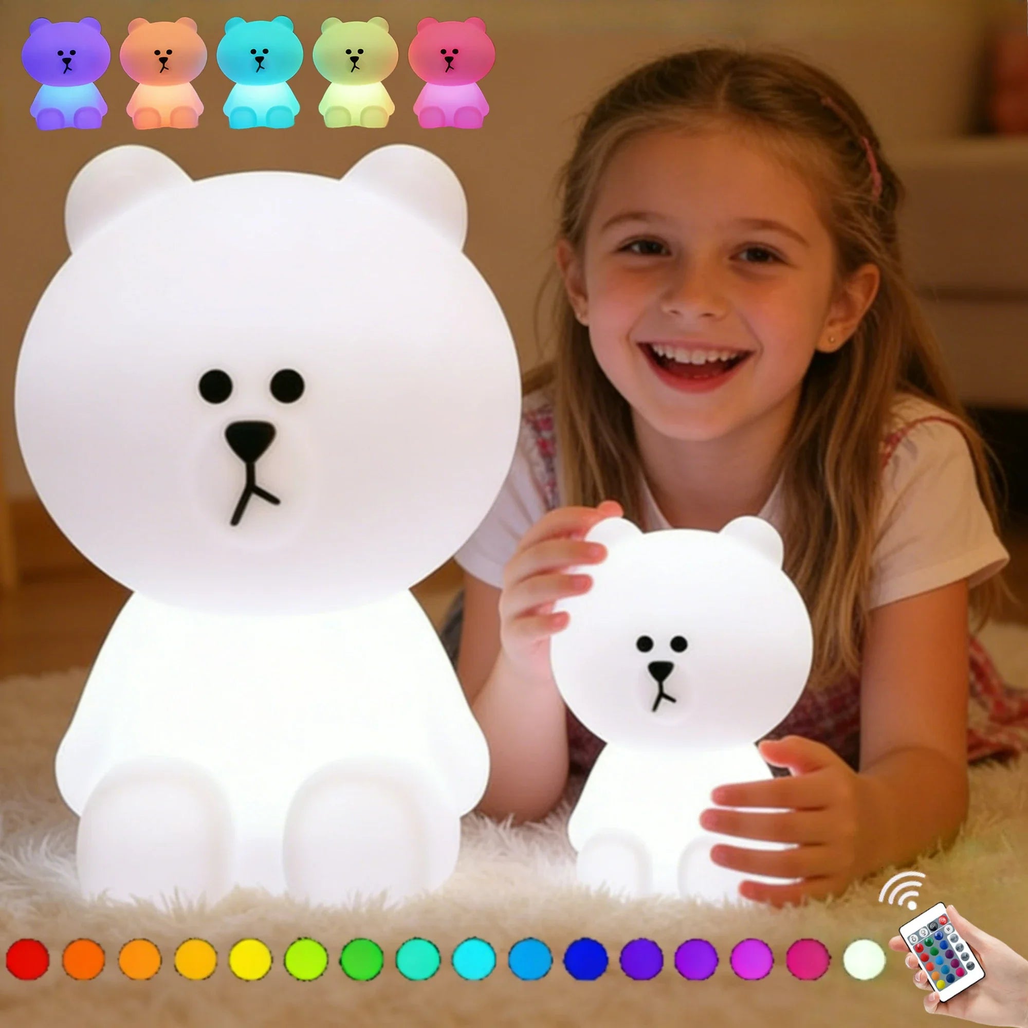 LED Cute Bear Mood Light Night Lamp Children's Bedroom Bedside Lights LED Table Light Living Room Floor Light Birthday Gift