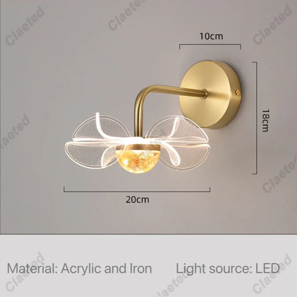 Flower Led Wall Lamps for Living Room Bedroom Bedside Sconce Light Modern Hallway Restaurant Background Decoration Lighting Deco