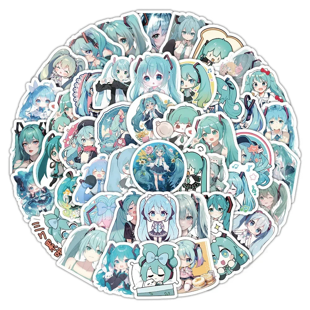 100pcs Hatsune Cute Miku Stickers Pack Waterproof Phone Case Cartoon Journaling Stationery Kawaii Packaging Laptop Sticker