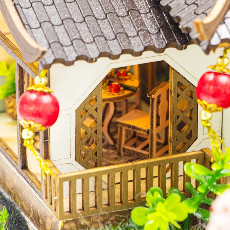 New Arrival Vintage Courtyard Miniature Building Model - Large Wooden Villa DIY Craft, Creative Gift for Christmas Halloween