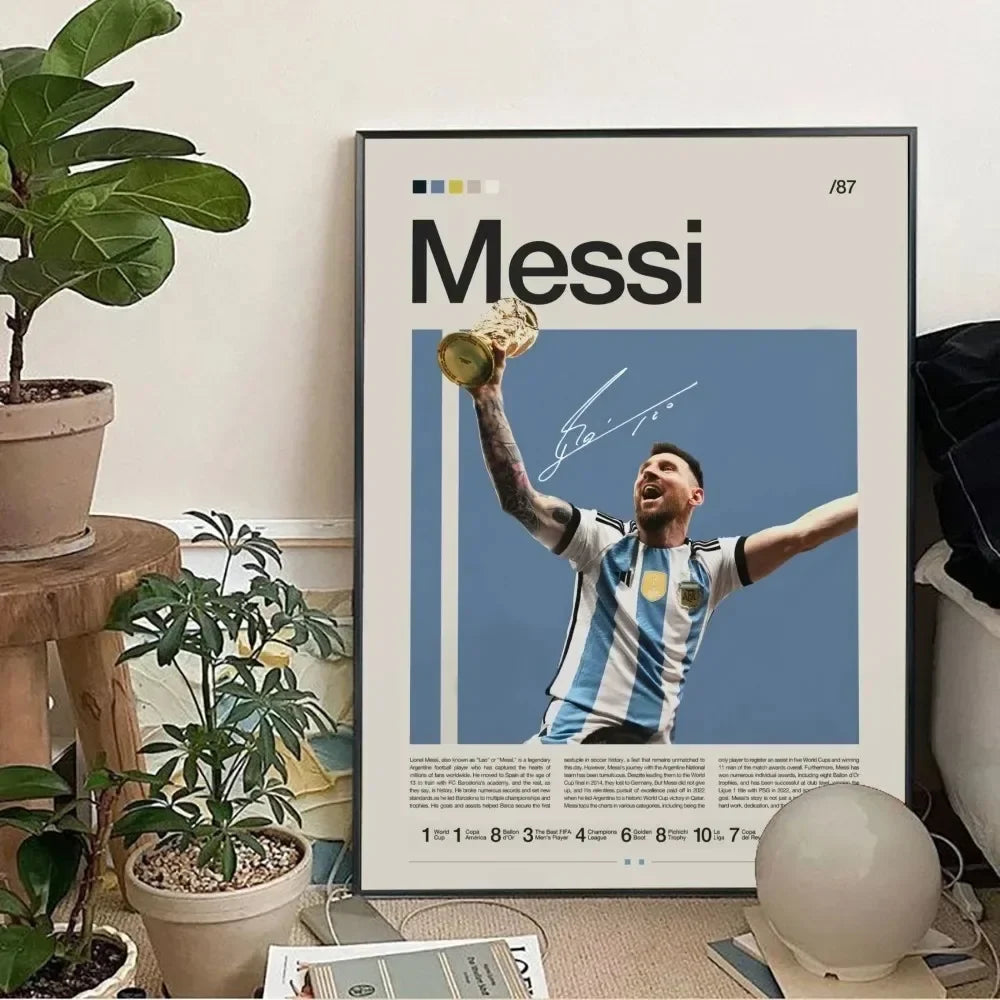Classic, Sports - Rionel Messi - Football, Wall Art, Canvas Print Poster, Home Living Room Bedroom Decor, Stadium Wall Art