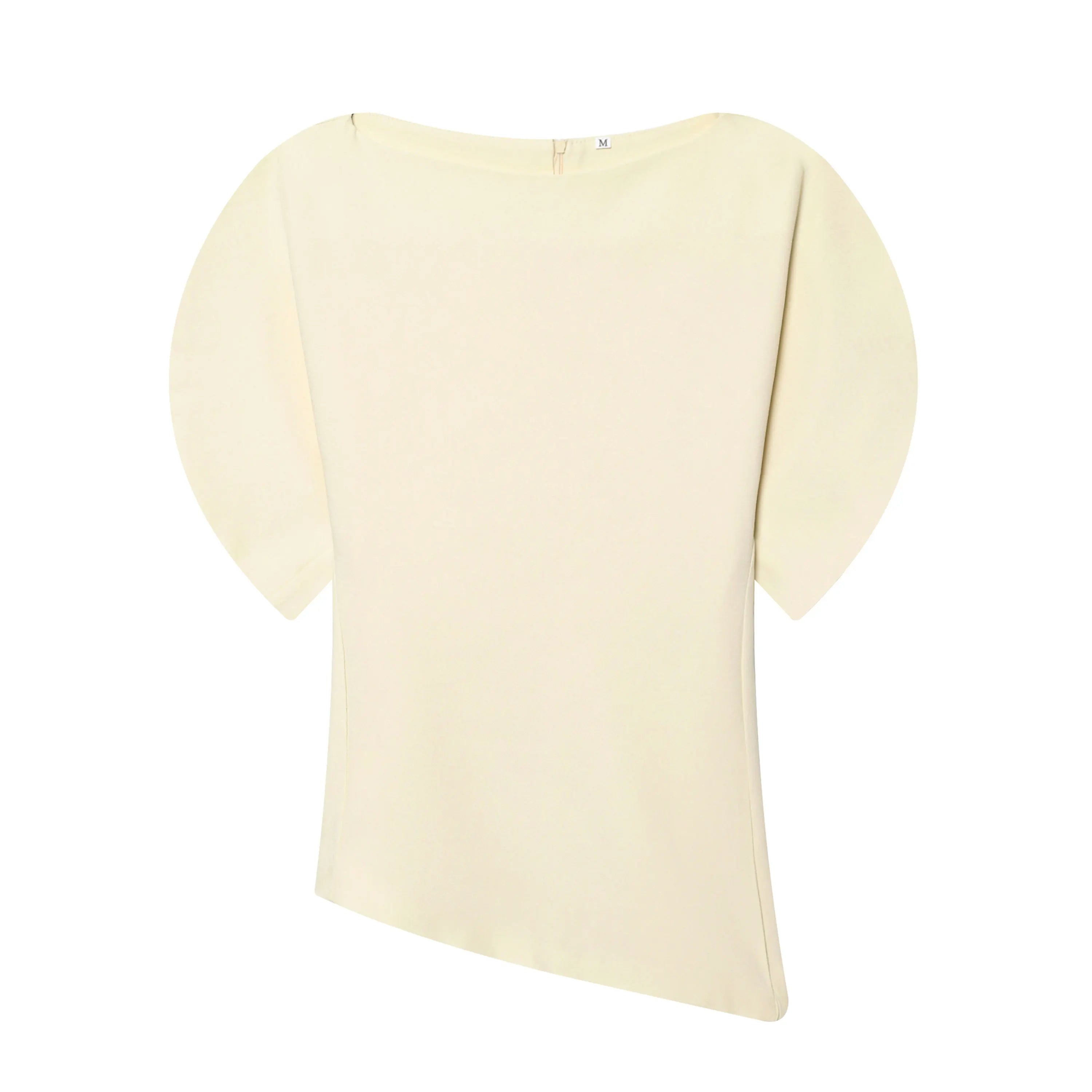 HH Women Vintage Black Short Puff Sleeve Shirts O Neck Asymmetrical Hem Blouse 2026 Spring Trend High Street Lady Chic Tops