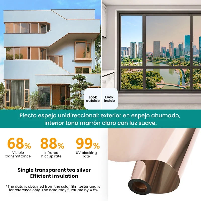 Static Cling Window Film No Glue One Way Privacy Sun Blocking Heat Insulation Tint Window Film for Home Office Building