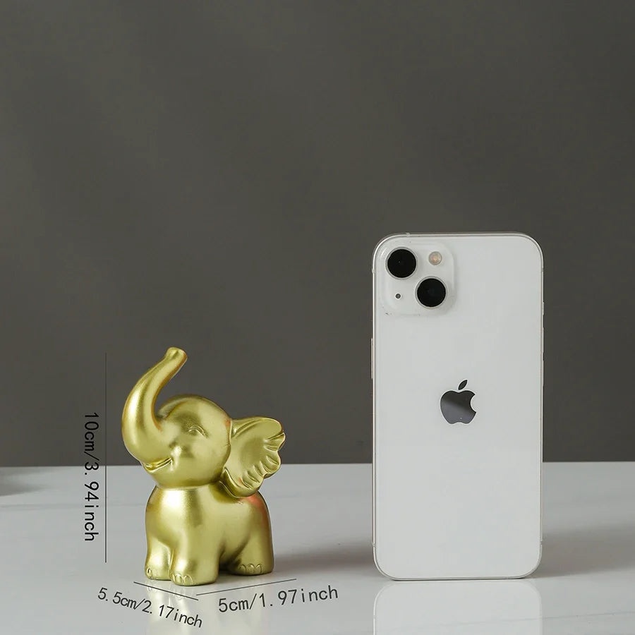 1pc Collectible figurine  , Simple modern black and gold elephant ornament home decor small sculpture.