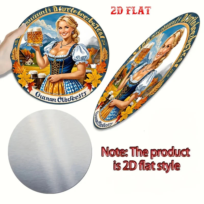 2D Flat 1pc Blonde Aluminum Metal Tin Sign, Retro Round Aluminum Sign, Vintage  Round Aluminum Sign - Beer Rustic Metal Wall Art