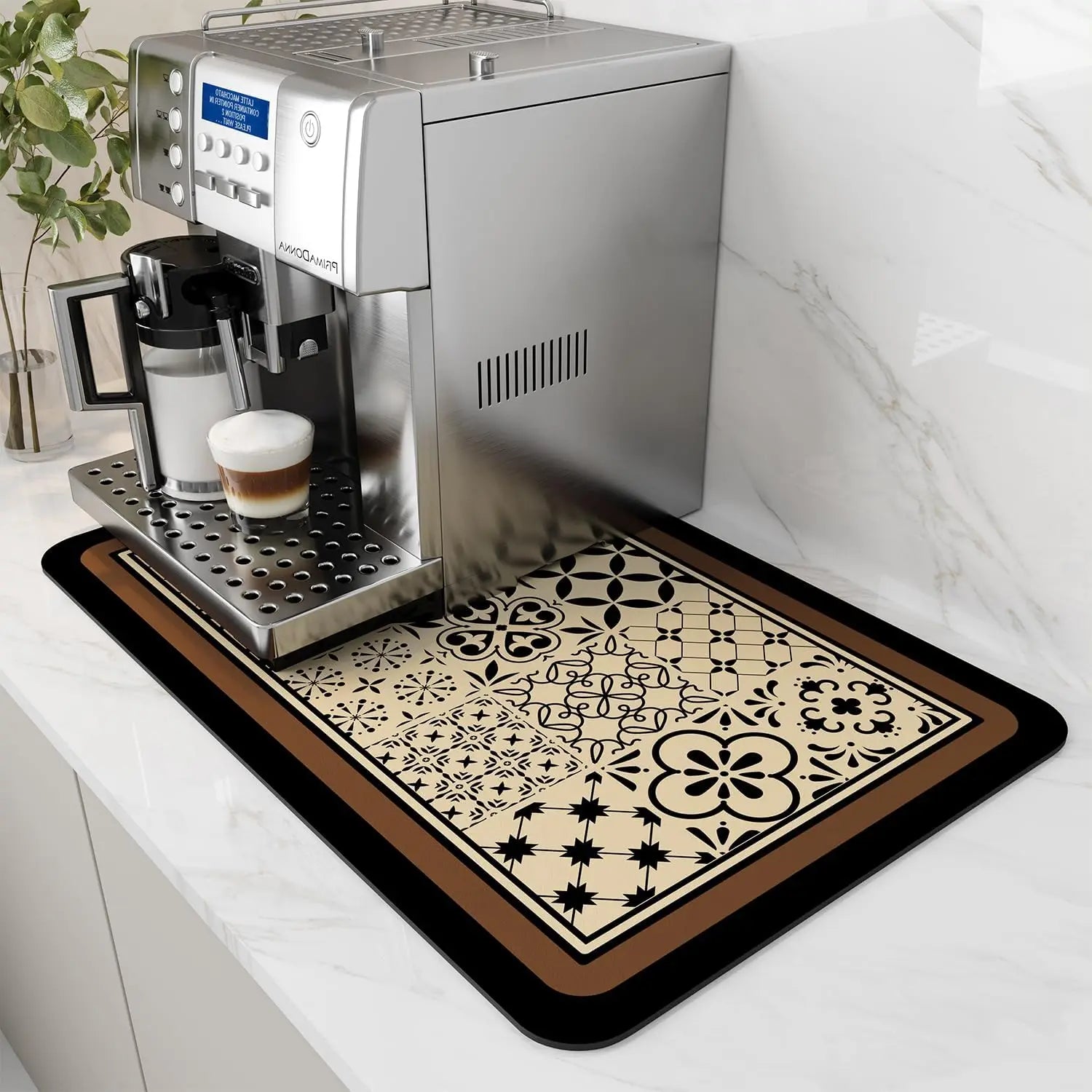 VIKAMA Coffee Machine Mat Rubber Backing Water-Absorbent Dish Drying Pad Kitchen Worktop Drainage Mat Home Decor