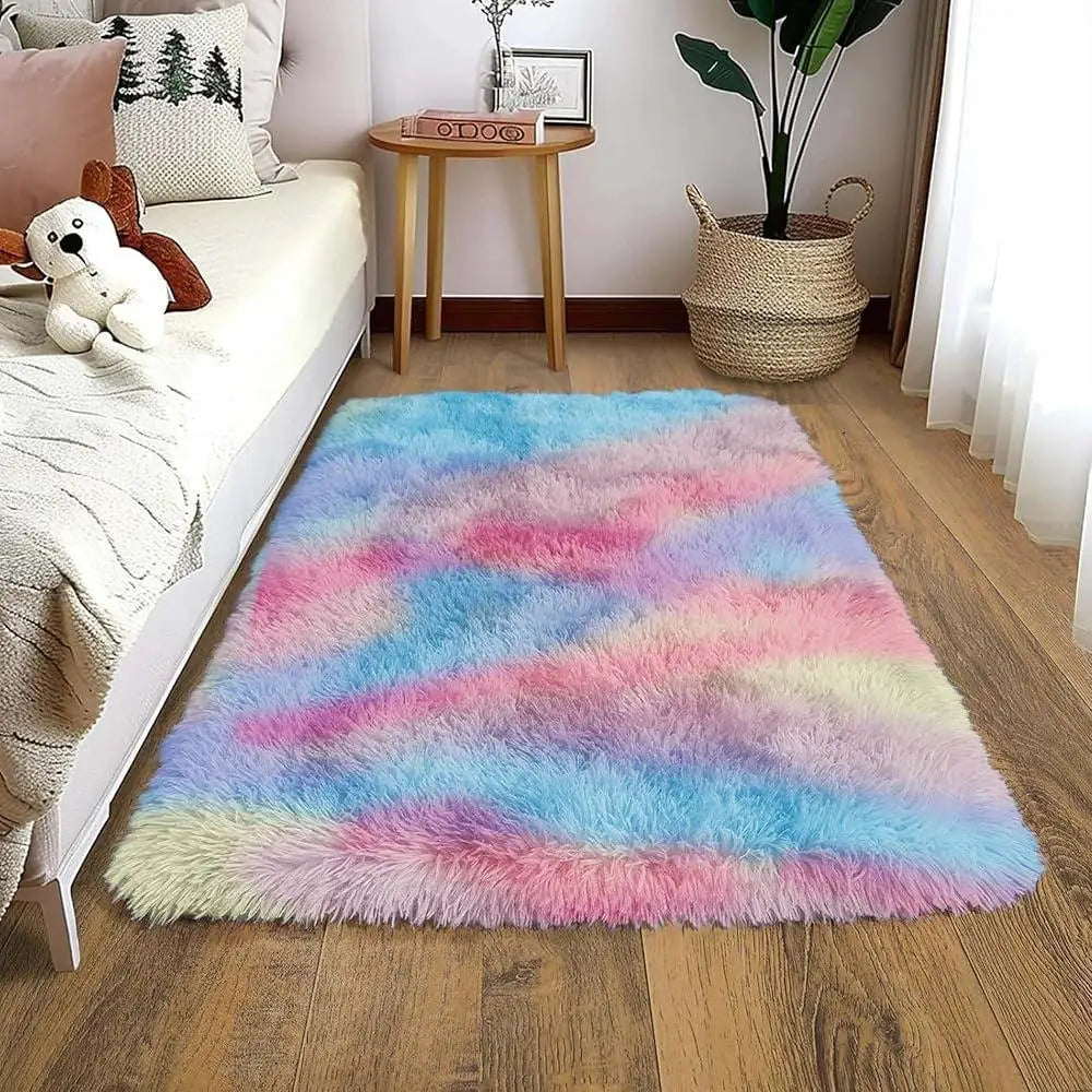 VIKAMA Small Black Area Rug - Soft Plush Children's Bedroom Bedside Rug, Indoor Entrance Welcome Mat, Home Decoration Accessory