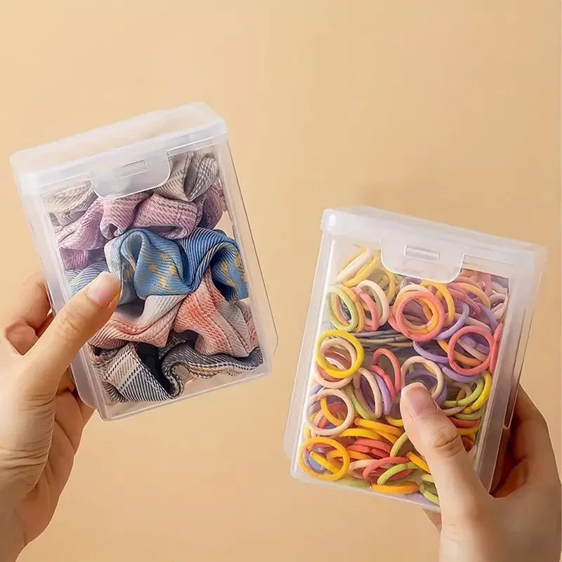 1Pc Stackable Transparent Hair Accessory Storage Box with Snap Lid - Dustproof, Waterproof, Plastic Organizer for Jewelry
