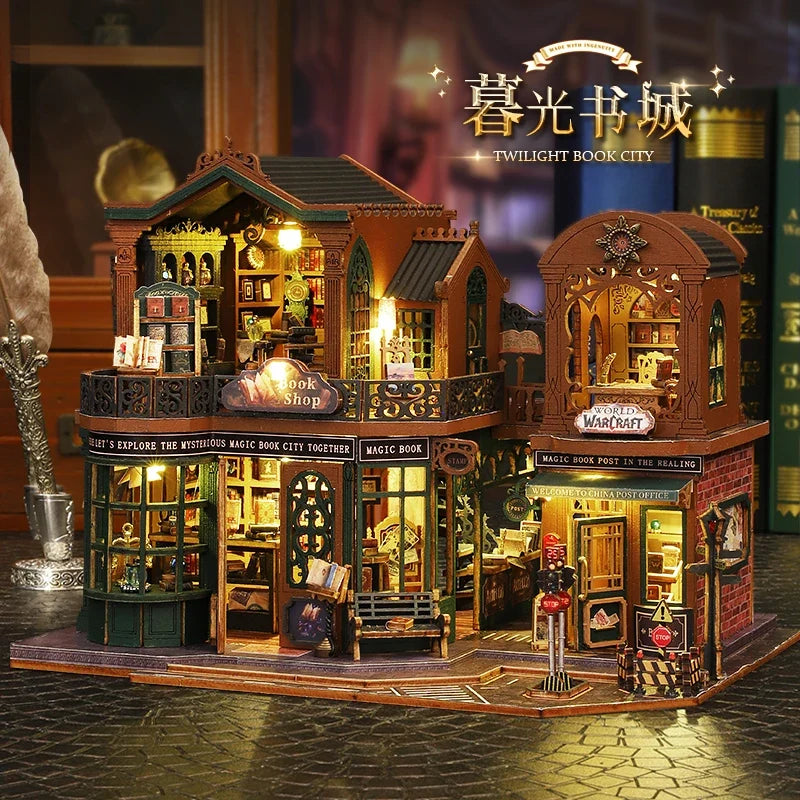 New DIY TWILIGHT BOOK CITY Miniature Kit - Handmade 3D Book Nook Model, Creative Christmas & Black Friday Gift Idea