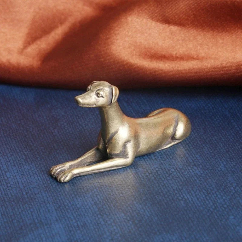 Durable Brass Miniature Dog Statue Greyhound Figurine Collectible Featherless Holiday Gift Desk Ornament Metal Home Decor