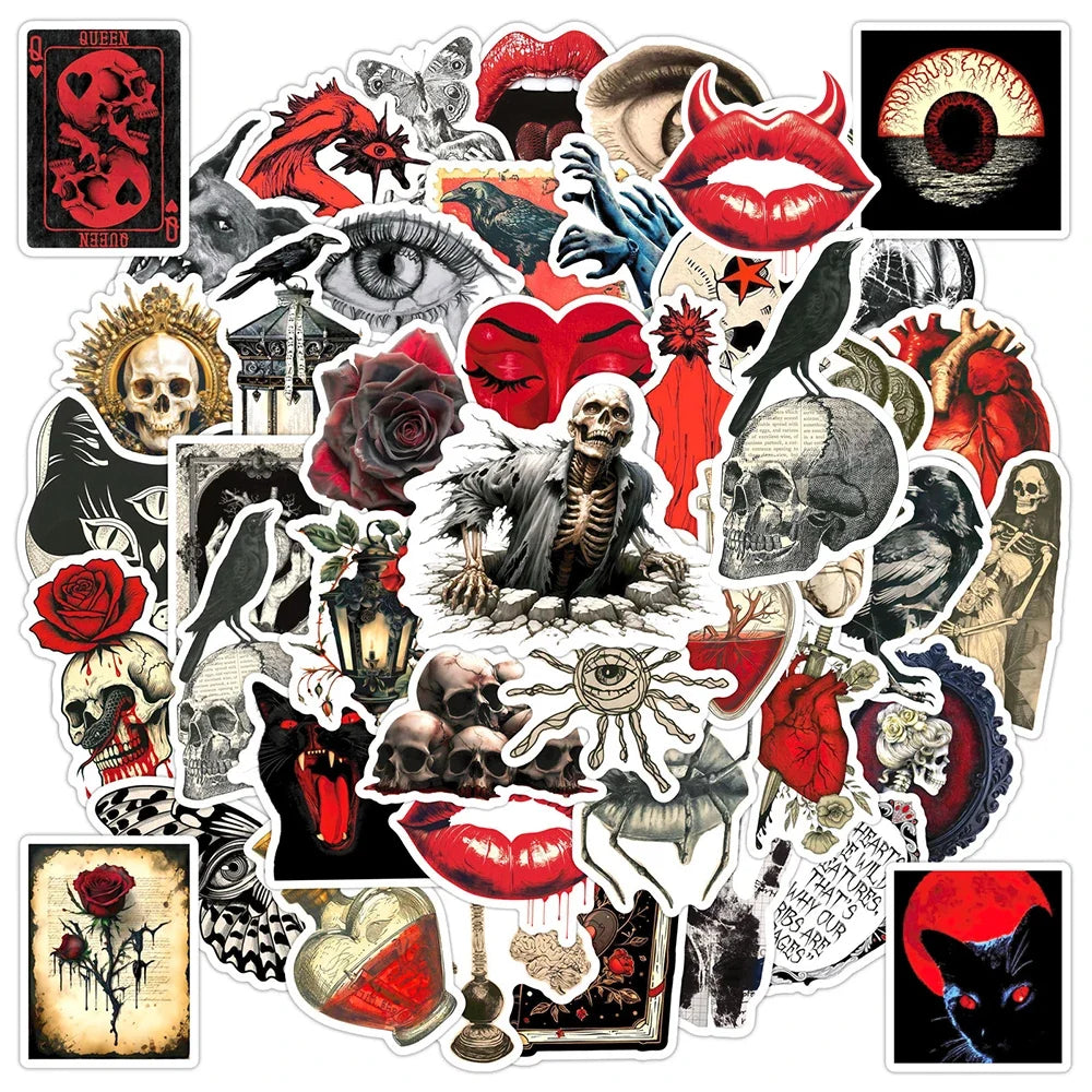10/30/50pcs Cool Horror Poster Waterproof Stickers Laptop Skateboard Luggage Motorcycle Guitar Phone Fridge Car Sticker Decals