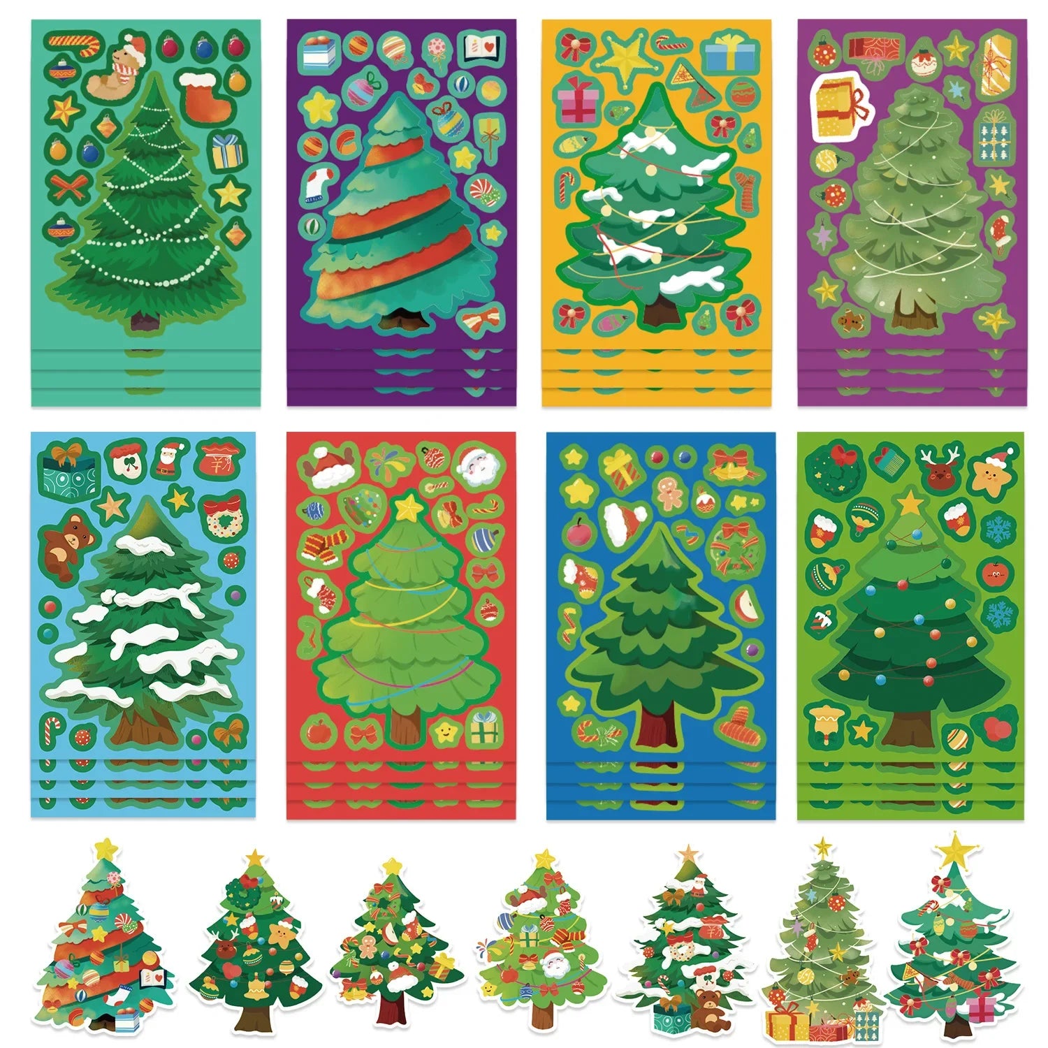 8/16/24PCS Toy Puzzle Stickers Christmas Tree Make a Face Stickers DIY Handicrafts Waterproof Stationery Stickers