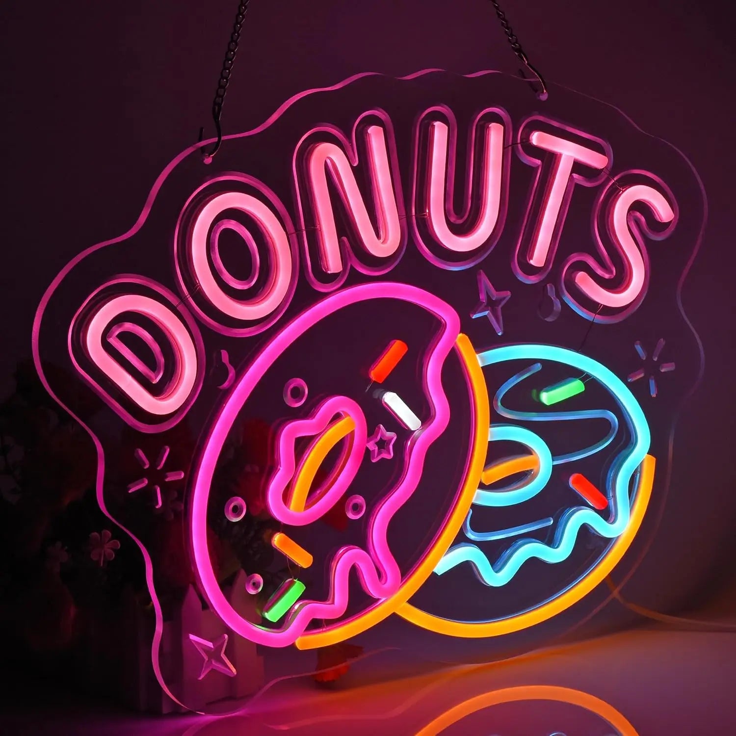 Donuts Neon Sign LED Donuts Neon Light USB Powered for Restaurants Bars Store Coffee Shops Western Restaurant Wall Decor