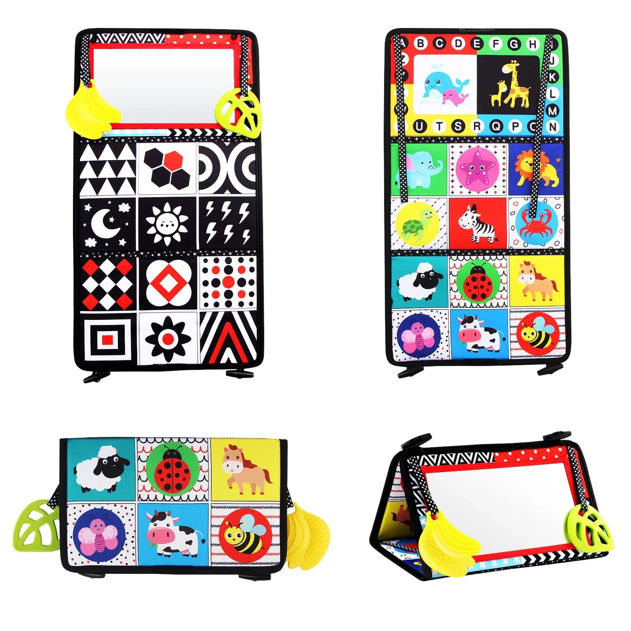 Black and White Baby Floor Mirror Tummy Time Sensory Toys 6-24 Months Baby Toys Montessori Toys Crawling Development Baby Toys