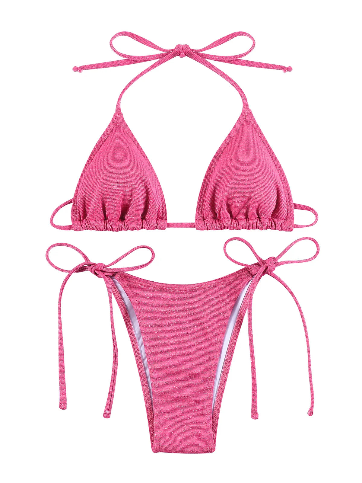 Miyouj Shiny Bikini Set Triangle Bikinis Bandage Swimsuit Women Two Piece Swimwear Summer Biquini New Beachwear