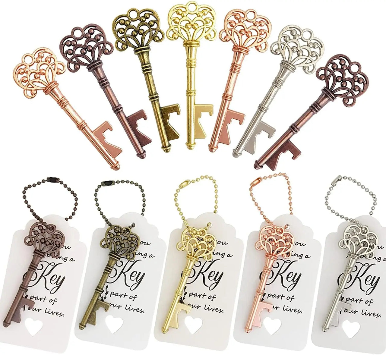 50Pcs Crown Key Bottle Opener Beer Wine Opener Wedding Favors Gifts for Guests Rustic Home  Party Decoration Gift