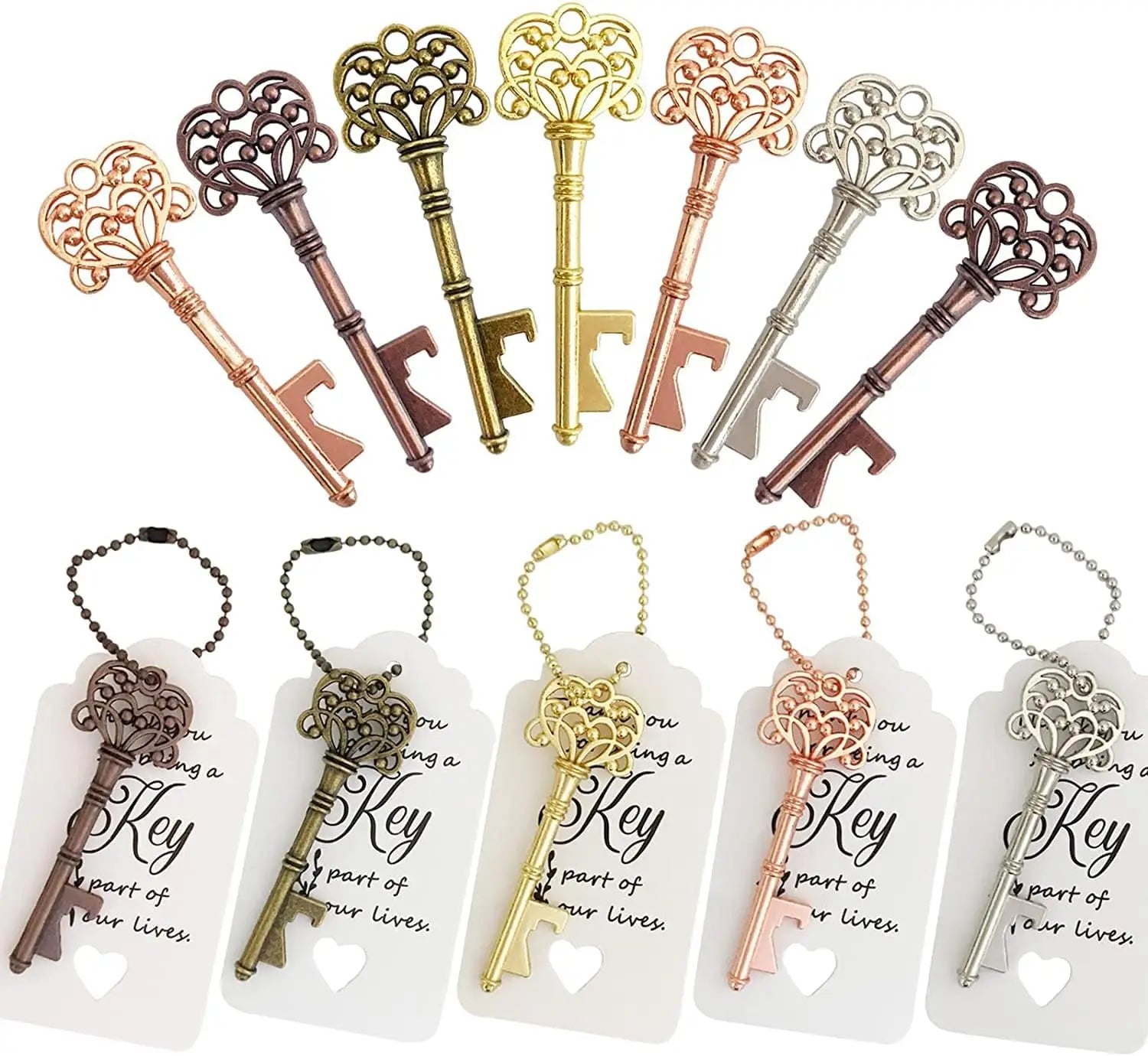 50Pcs Crown Key Bottle Opener Beer Wine Opener Wedding Favors Gifts for Guests Rustic Home  Party Decoration Gift