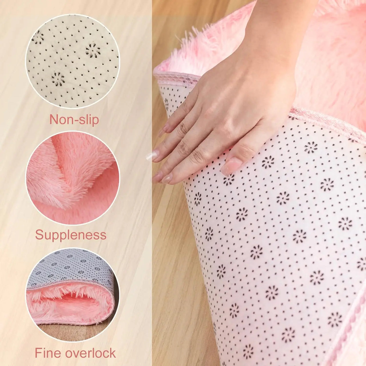 VIKAMA Pink Round Carpet Fluffy Soft Area Floor Mat Children Girls Room Princess Castle Plush Carpet Living Room Home Decor