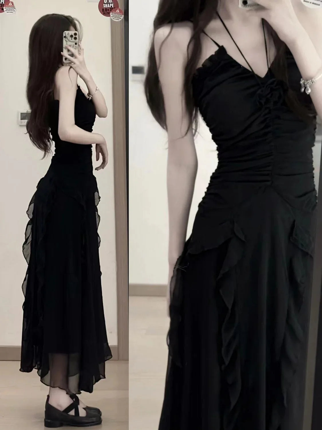Design Style Small Black Dress Women's Summer Waist Wrap Show Thin Super y2k formal occasion vestidos 2023 women dress