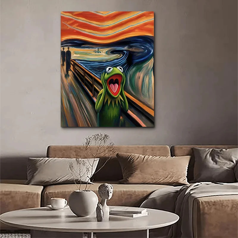 Modern Abstract Wall Art Screaming Frog Painting HD Canvas Print Poster Home Living Room Bedroom Classroom Decoration