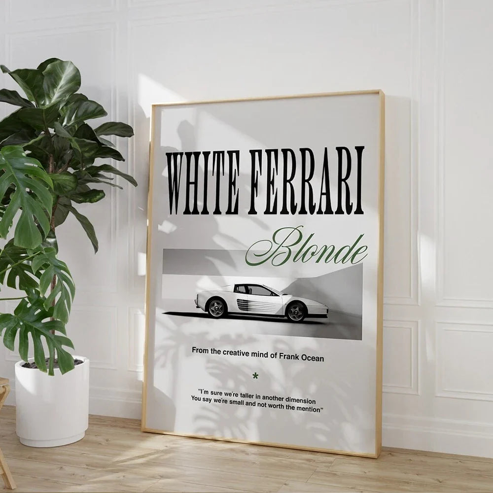 Modern Frank Ocean Blond White Ferrari Cars Rap Hypebeast Album Wall Art Canvas Painting Posters For Living Room Home Decor