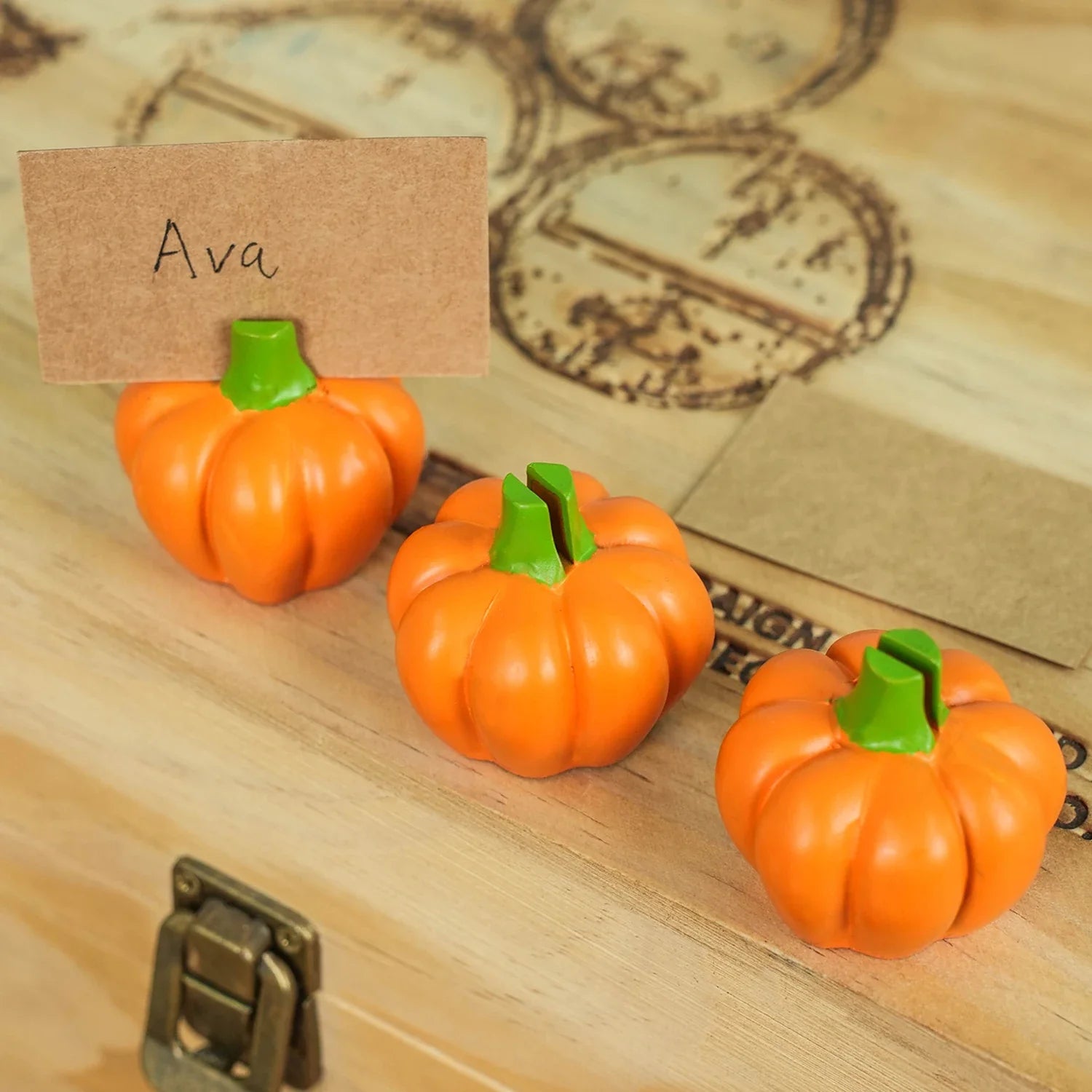 Fall Decor Gold Pumpkin Place Card Holder (Set of 6), Place Settings, Perfect for Thanksgiving Table Decor, Fall Themed Weddings