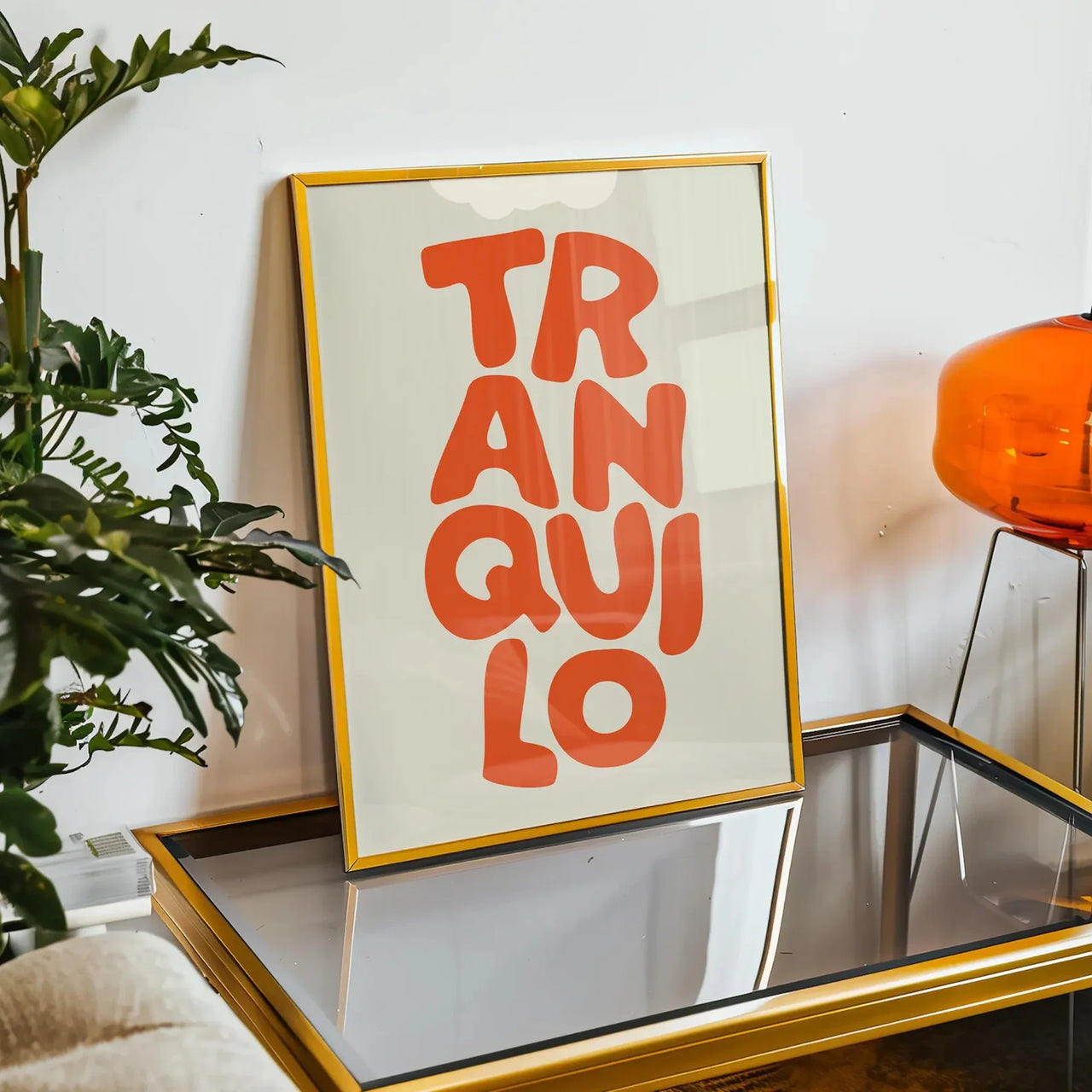 Boho Tranquilo Orange Cream Retro Typography Wall Art Print Canvas Painting Poster Picture For Living Room,Bedroom Home Decor