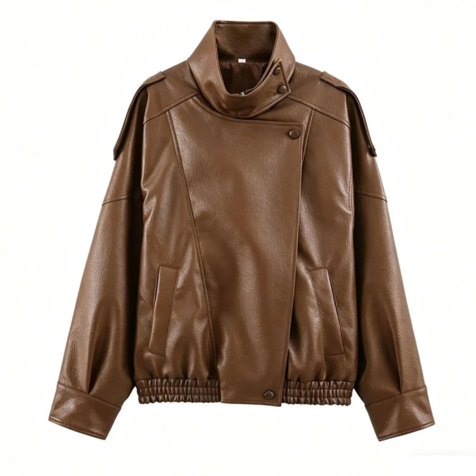 HH Women Autumn Elegant Street Style Coats Woman Asymmetric Button Pocket Long Sleeves Black Loose Zipper Slim Jackets