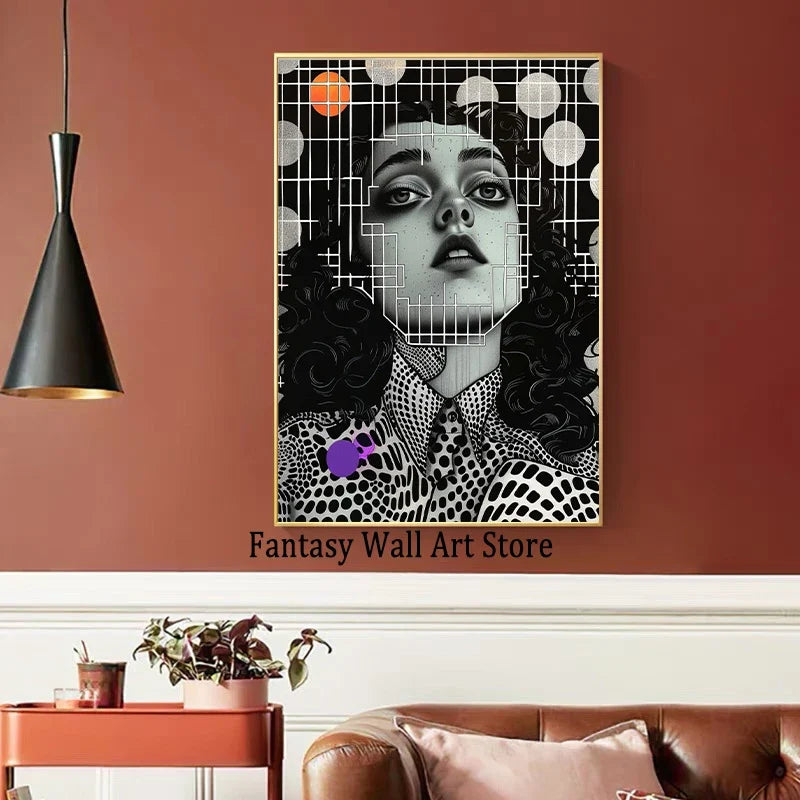 Grid Addiction Canvas Wall Art Surreal Art Beautiful Unique Painting Print Abstract Modern Surrealism Wall Decoration Canvas Art