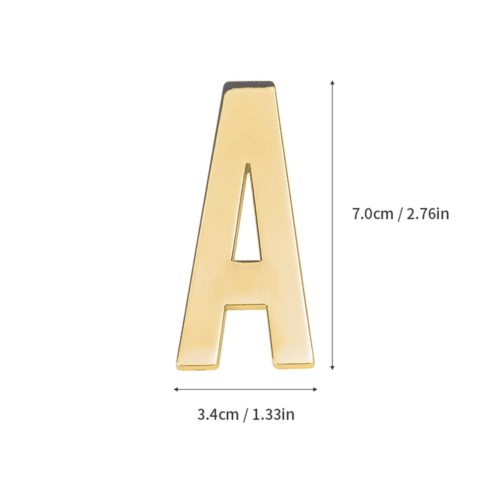 1Pcs Metal Self Adhesive House Number English Alphabet Letters for Apartment Room Door Plate Table Mailbox Number Stickers 7*3cm