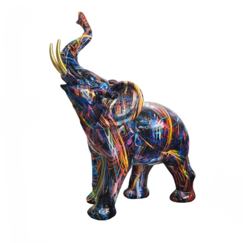 Home Decor Nordic Painting Graffiti Elephant Sculpture Figurine Art Elephant Statue Creative Resin Crafts Decoration Ornaments