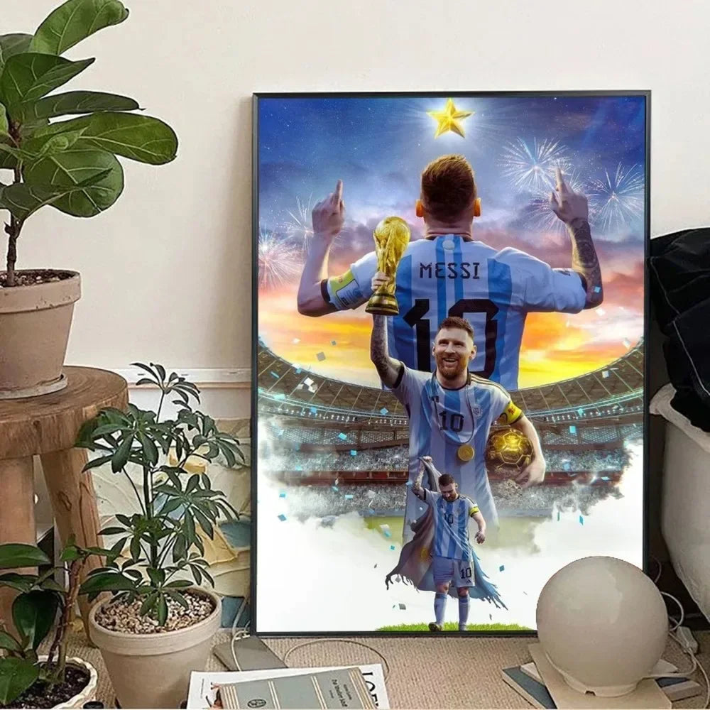 Classic, Sports - Rionel Messi - Football, Wall Art, Canvas Print Poster, Home Living Room Bedroom Decor, Stadium Wall Art